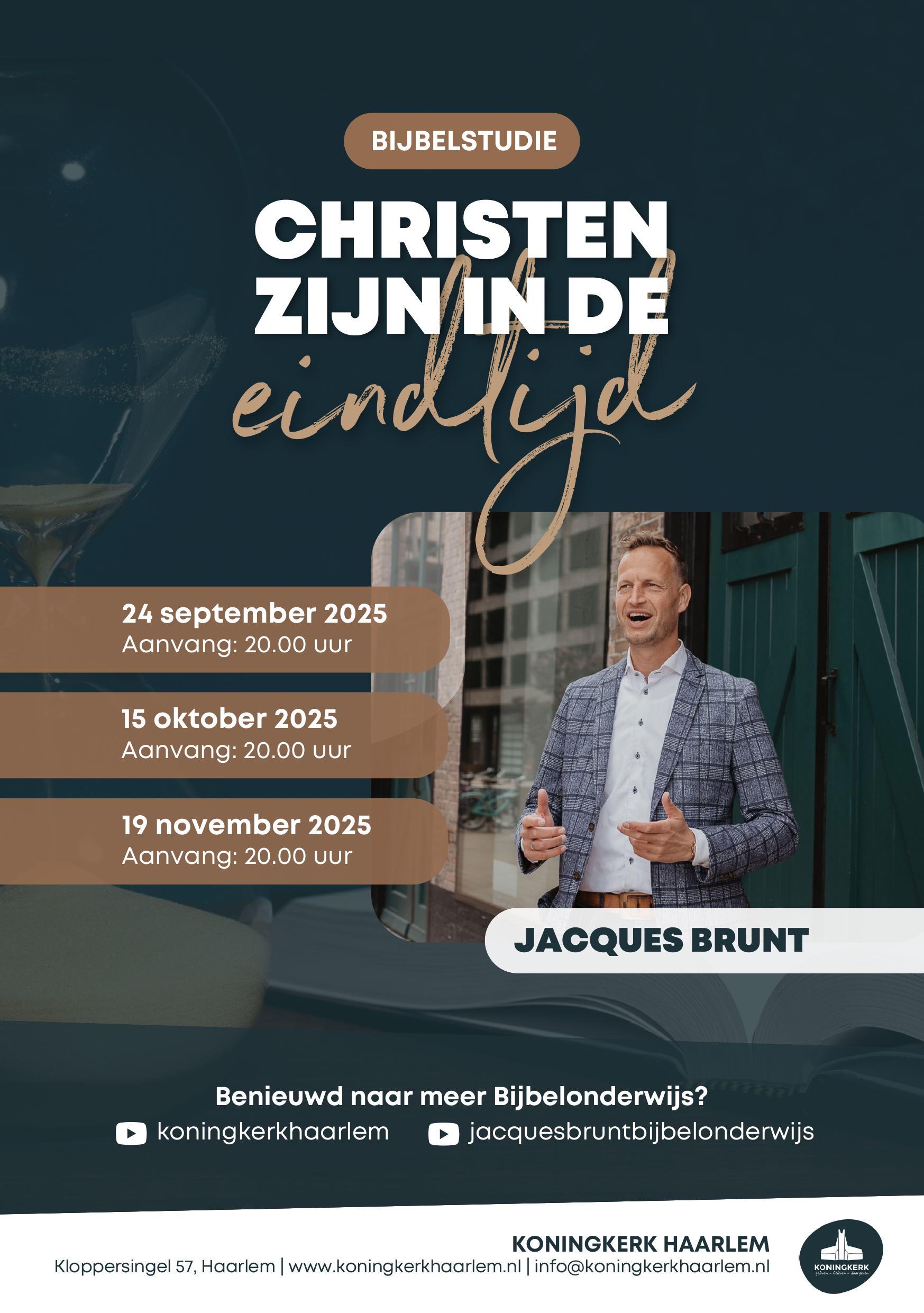 2025 Koningkerk Haarlem  Flyer Bijbelstudie 'Jacques Brunt'